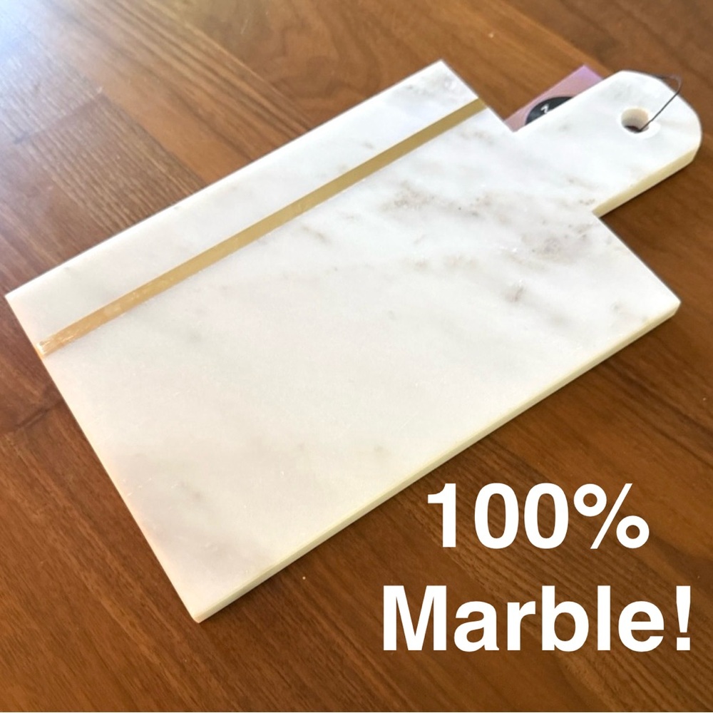 NWT White Marble Cheese & Charcuterie Board w/ Gold Accent